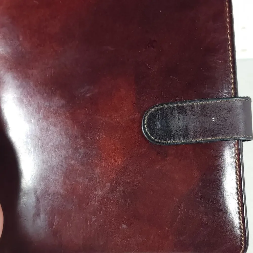 Bosca USA Oxblood Hand Stained Leather Portfolio Travel Tie Organizer Case